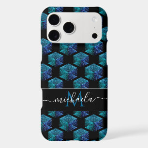 Paillettes de diamant bleu aqua géométrique Monogr