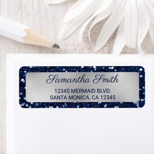 Paillettes de faux bleu marine et feuille d'argent (En situation)
