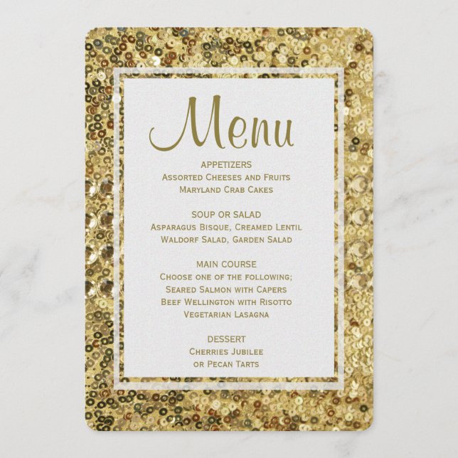 Paillettes d'or du menu | de dîner (Devant)