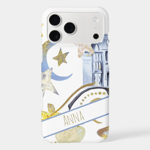 *~*  Paillettes d'Or  Lune Bleue Étoiles Château C