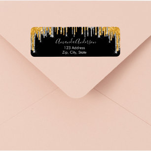 Paillettes d'or noir gouttes adresse de retour arg