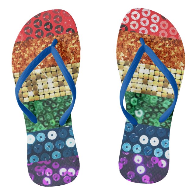 paillettes drapeau chaussures sandales tongs flops (Semelle)