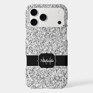 Paillettes gris argenté faux Monogramme scintillan