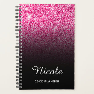 Paillettes rose chaud noir ombré personnalisé