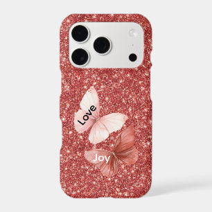 Paillettes Rouges Papillons Amour Joie Rose