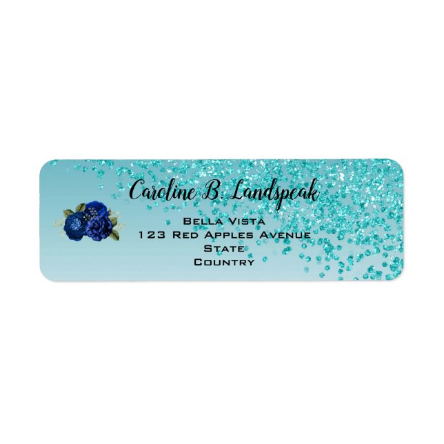 Paillettes sarcelle, Roses Bleu Royal Sweet 16 (Devant)