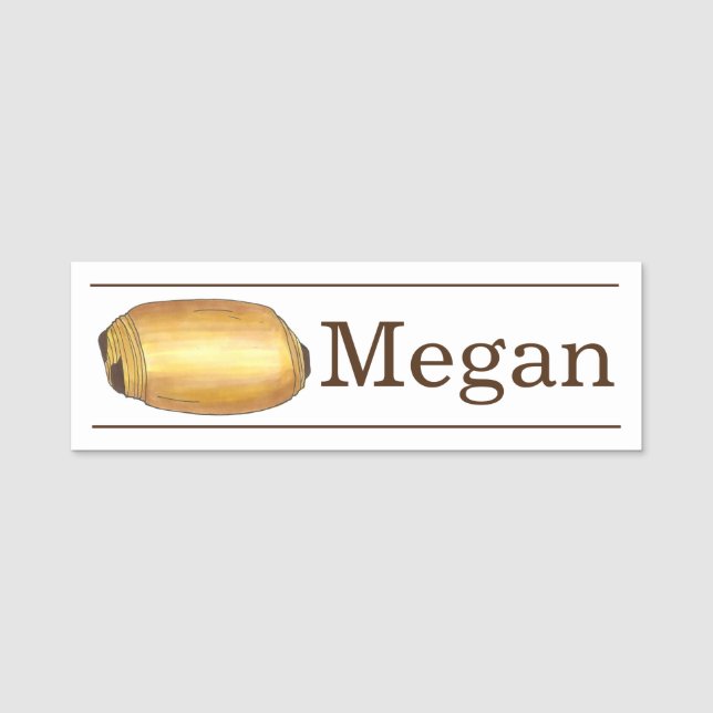 Pain au Chocolat Croissant Bakery Pastry Chef Name Tag (Front)