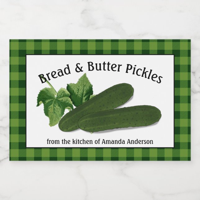 Pain & Beurre Pickets Plaid H Étiquette alimentair (Étiquettes simples)