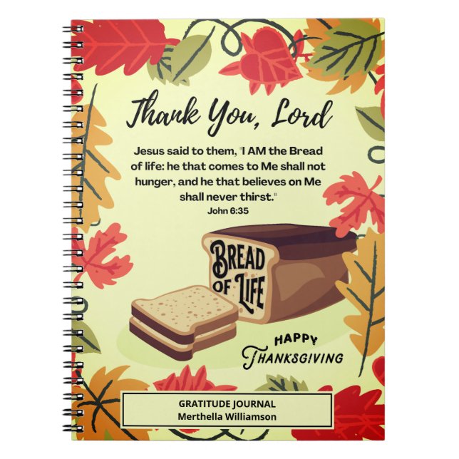 PAIN DE VIE Journal de Gratitude de Thanksgiving (Devant)