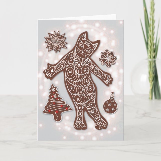 Pain d'épice Chat et carte de cookies de Noël (Devant)