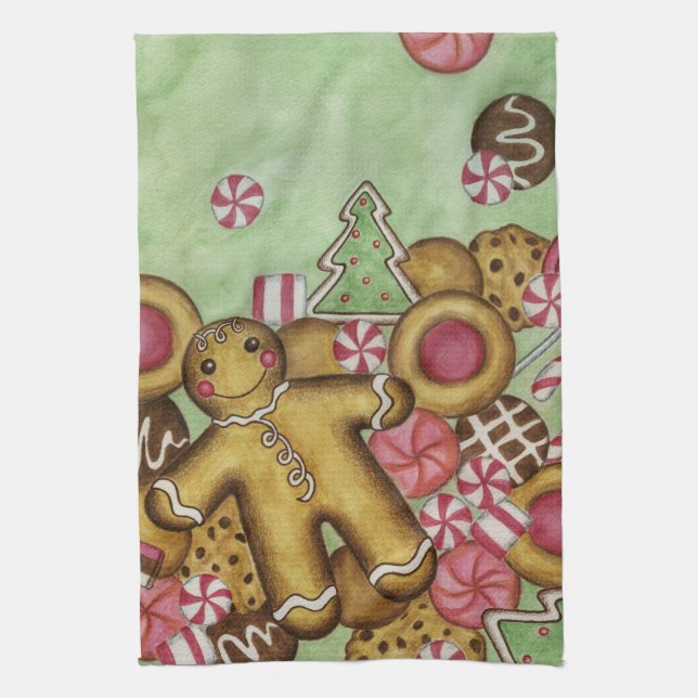 Pain d'épice de Noël Cookies Serviette de cuisine  (Vertical)