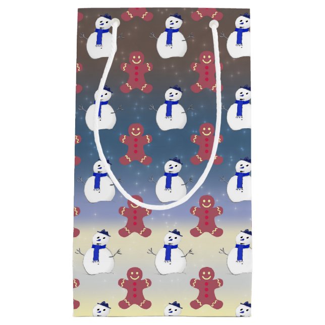 Pain d'épice Hommes et Snowmen, Sac cadeau de Noël (Devant)