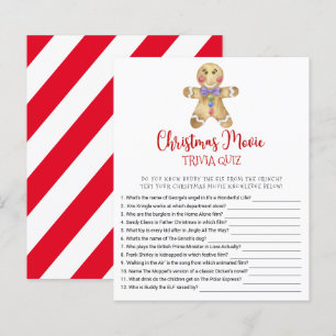 Pain d'épice Movie de Noël TRIVIA QUIZ Carte de je