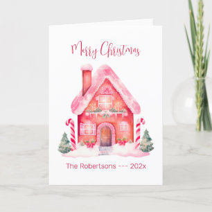 Pain d'épice rose Maison Carte de Noël