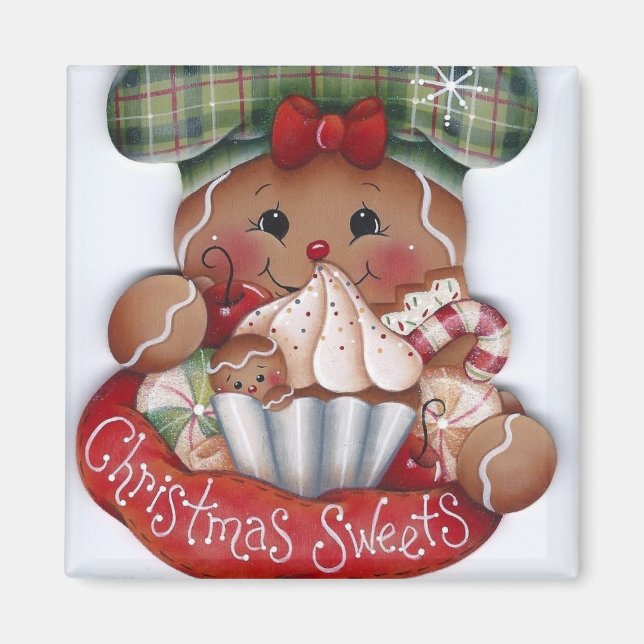 Pain d'épices, bonbons de Noël, aimant (Devant)