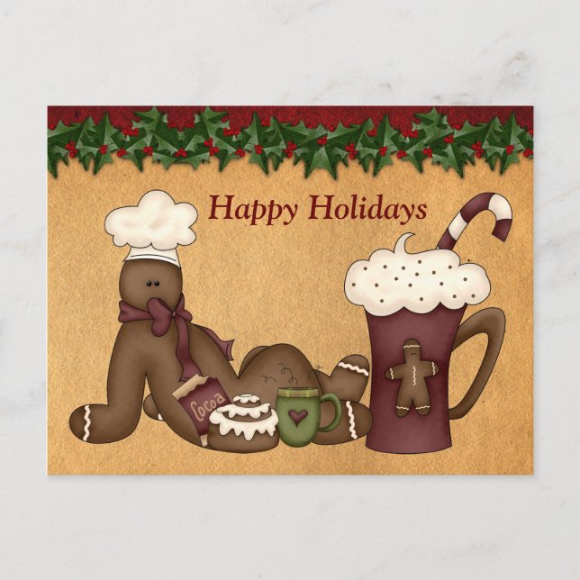 Pain d'épices de carte postale Noël chocolat chaud (Devant)