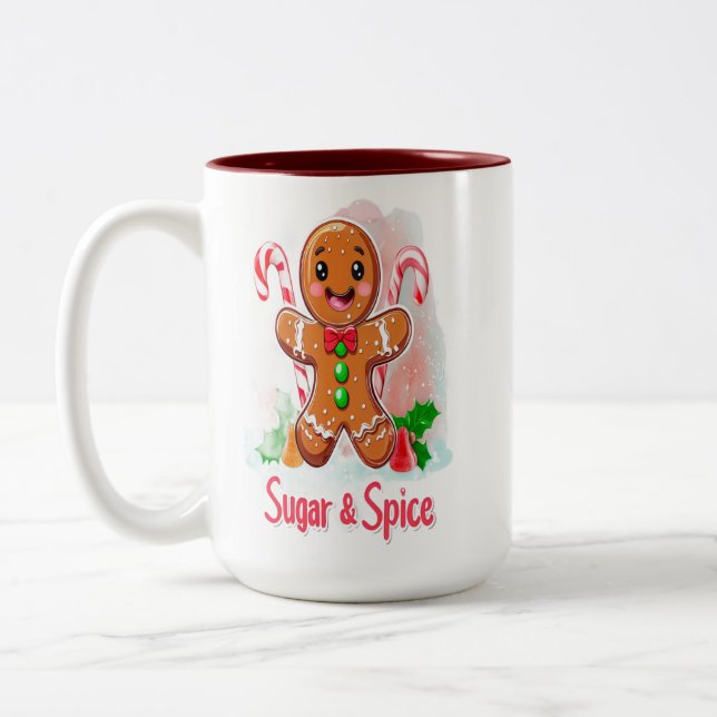Pain d'épices Homme et Sucre de canne Mug de Noël (Gauche)