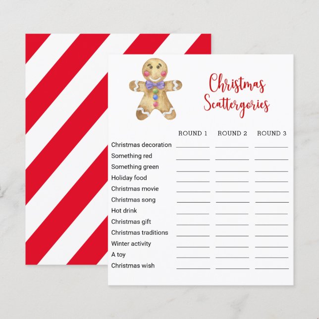 Pain d'épices homme Noël Scattergents Carte de jeu (Devant / Derrière)