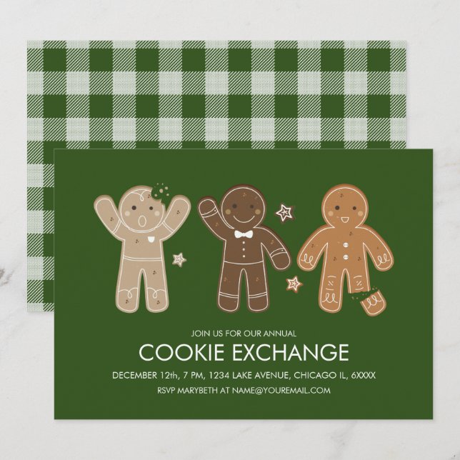 Pain d'épices Hommes Cookie Fête Invitation (Devant / Derrière)