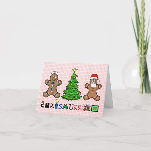 Pain d'épices Hommes et Arbre carte Chrismukkah (Devant)