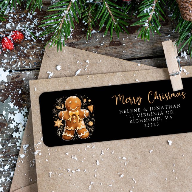 Pain d'épices Joyeux Noël Adresse de retour (Gingerbread Merry Christmas Return Address Label)