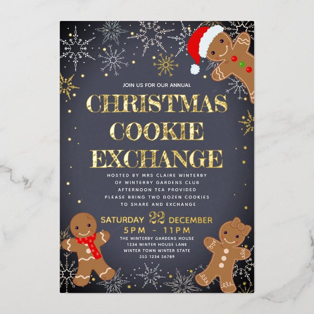 Pain d'épices Noël Cookie Exchange Invitation (Recto)