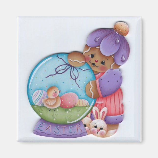 Pain d'épices Pâques Snowglobe Magnet (Devant)