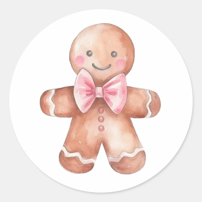 Pain d'épices rose Homme Sticker de Noël (Devant)