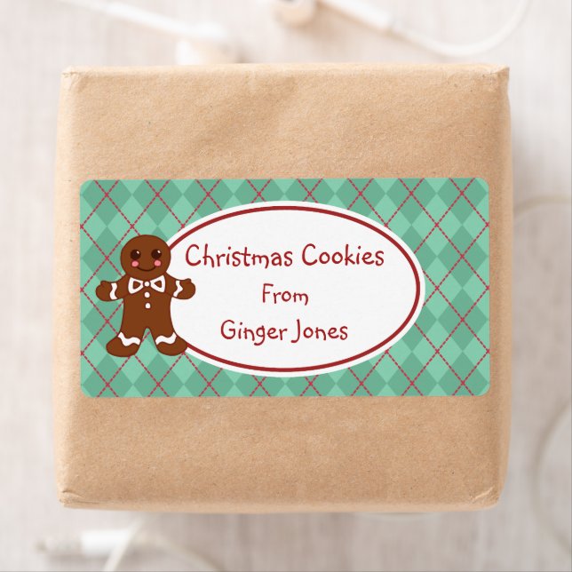 Pain d'épices vert Noël Cookies Étiquette (En situation)