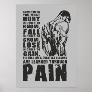 Pain - Greatest Lessons - Gym Workout Motivational Poster