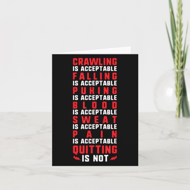 Pain Is Acceptable - Quitting Is Not - Gym Shirts  Card (Front)