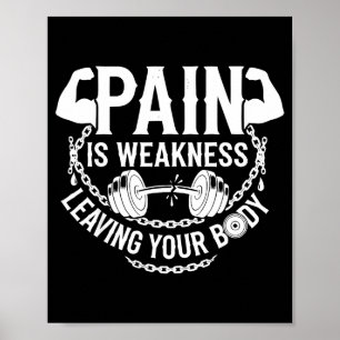 Pain Is Weakness Leaving Your Body Gym Workout Men Poster