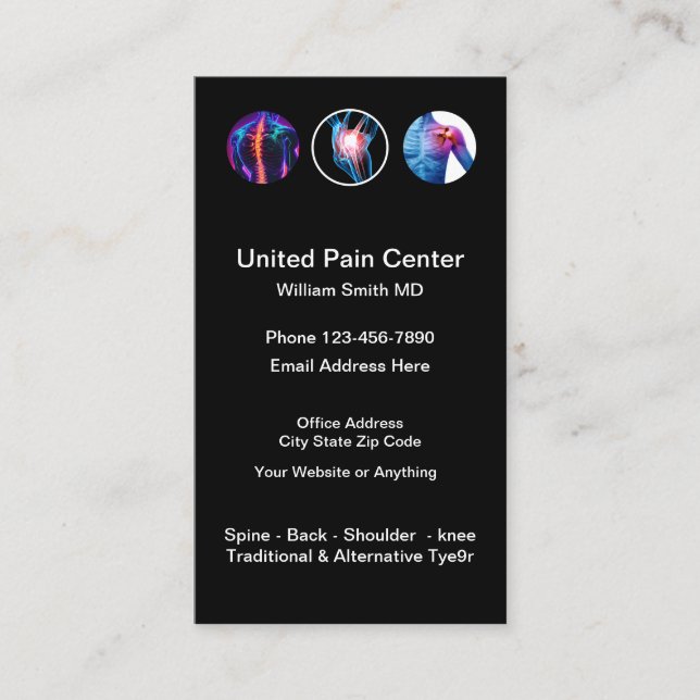 Pain Management Doctor Business Cards (Front)
