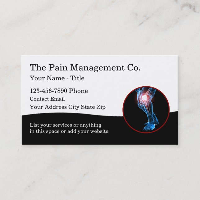Pain Management Medical Office  Business Card (Front)