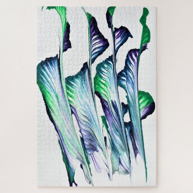 Pain Remover 1 Purple Green Flower Abstract Puzzle (Vertical)