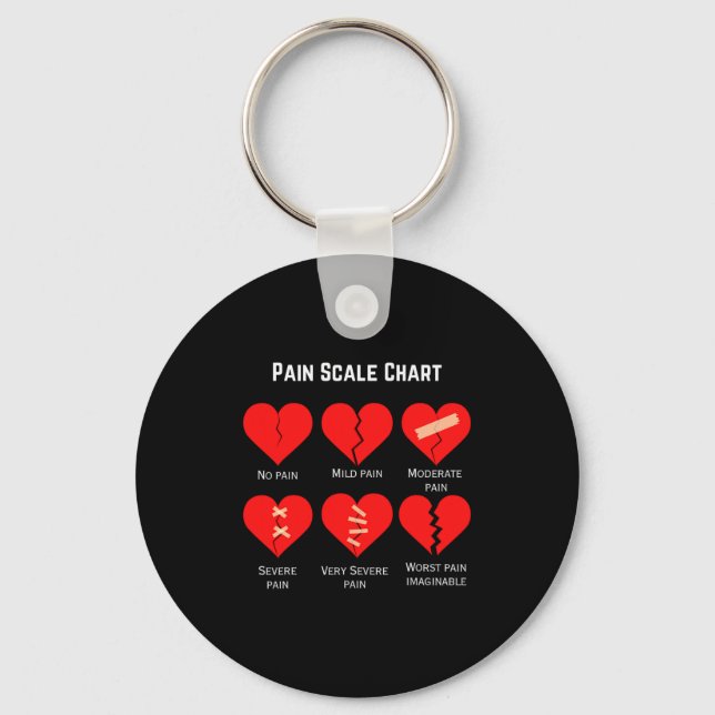 Pain Scale Chart Design For Funny Valentines Day  Keychain (Front)