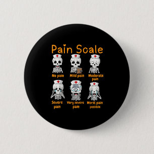Pain Scale Cute Nurse Skeleton Halloween Trauma Fu 2 Inch Round Button