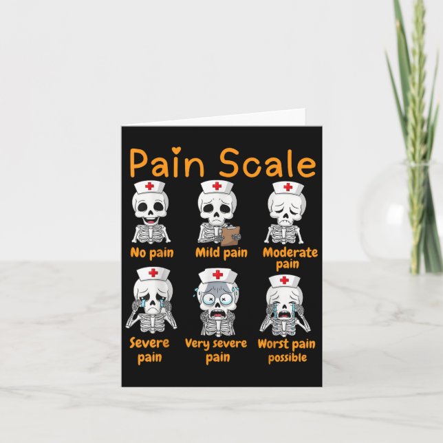 Pain Scale Cute Nurse Skeleton Halloween Trauma Fu Card (Front)
