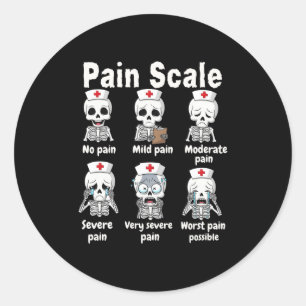Pain Scale Cute Nurse Skeleton Halloween Trauma Fu Classic Round Sticker
