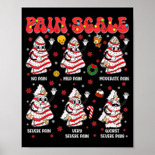 Pain Scale Funny Christmas Tree Cake Pjs Pajamas X Poster