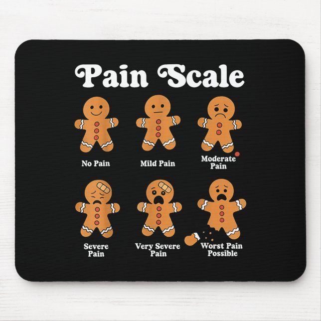Pain Scale Funny Gingerbread Christmas Nurse Pain  Mouse Pad (Front)