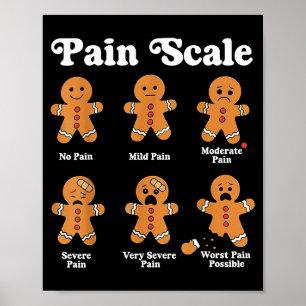 Pain Scale Funny Gingerbread Christmas Nurse Pain  Poster