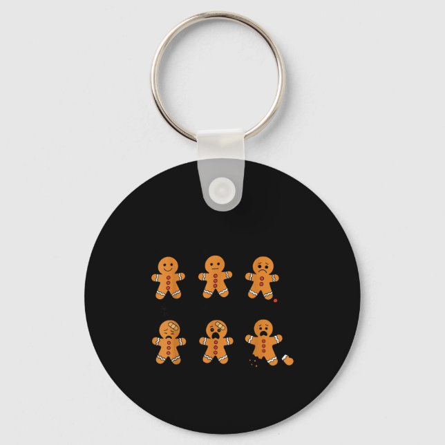 Pain Scale Funny Gingerbread Man Christmas Nurse H Keychain (Front)