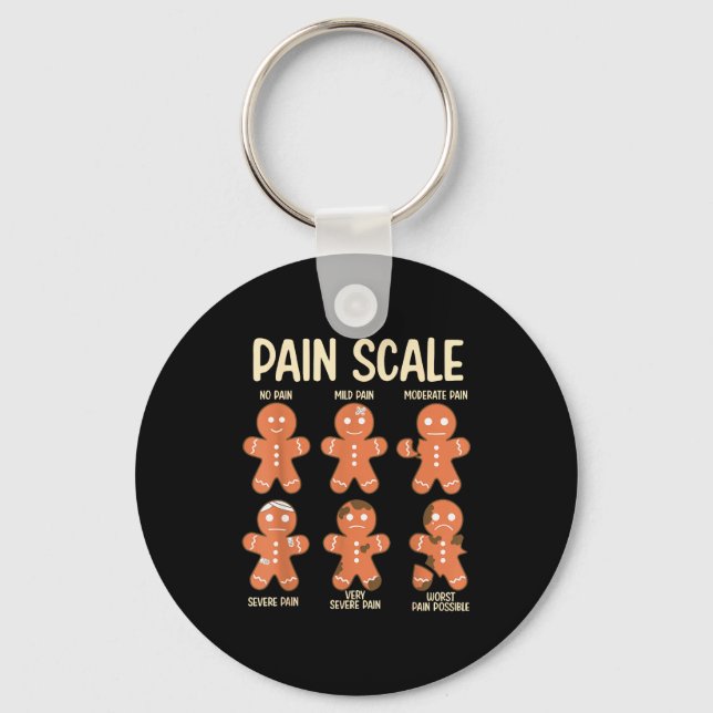 Pain Scale Funny Gingerbread Man Christmas Nurse H Keychain (Front)