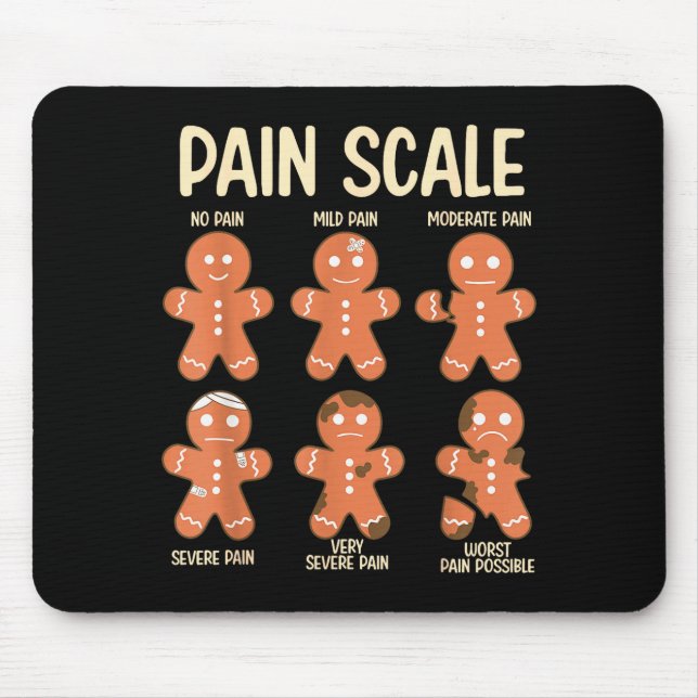 Pain Scale Funny Gingerbread Man Christmas Nurse H Mouse Pad (Front)
