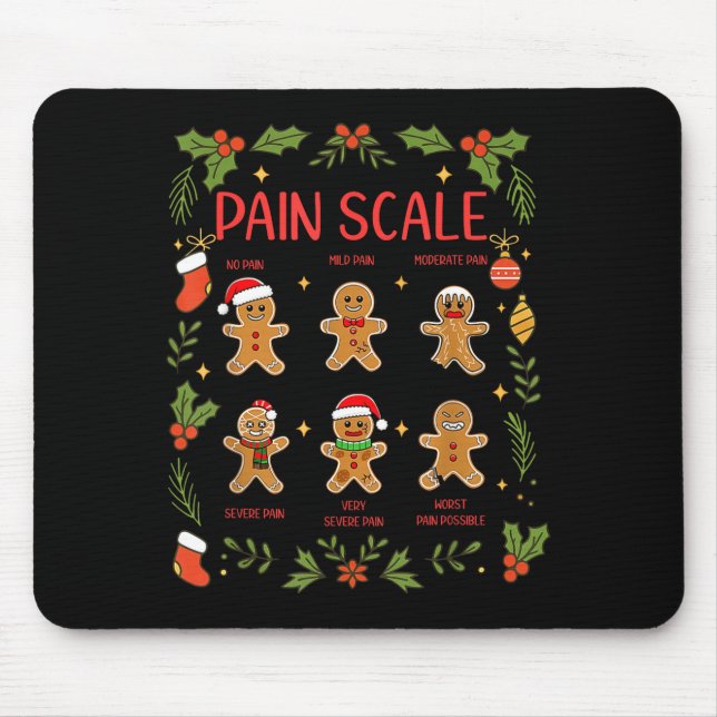 Pain Scale Gingerbread Essment Rn Er Nurse Christm Mouse Pad (Front)