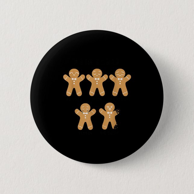 Pain Scale Gingerbread, Funny Gingerbread Christma 2 Inch Round Button (Front)