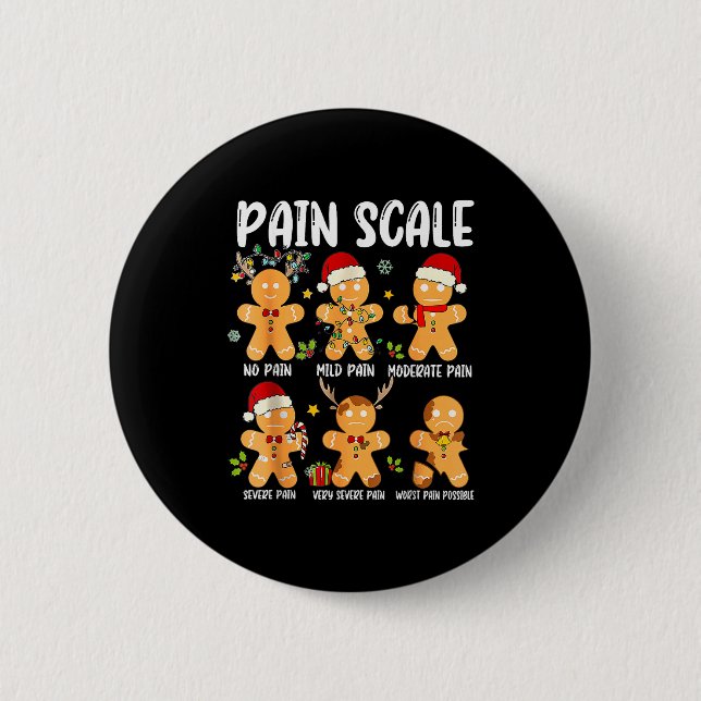 Pain Scale Gingerbread Trauma Nurse Christmas Nurs 2 Inch Round Button (Front)