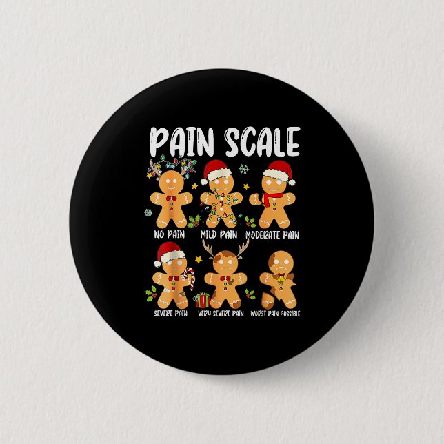 Pain Scale Gingerbread Trauma Nurse Christmas Nurs 2 Inch Round Button (Front)