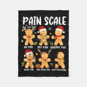 Pain Scale Gingerbread Trauma Nurse Christmas Nurs Fleece Blanket